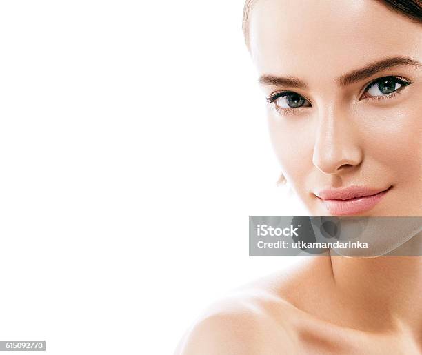 Beauty Woman Face With Perfect Skin Portrait Isolated On White Stock Photo - Download Image Now