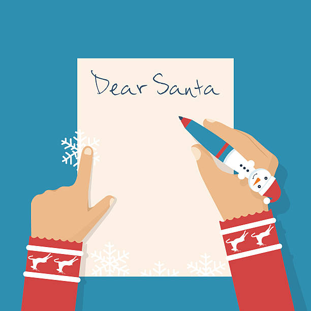 illustrazioni stock, clip art, cartoni animati e icone di tendenza di cara lettera di babbo natale. - greeting card christmas envelope mail