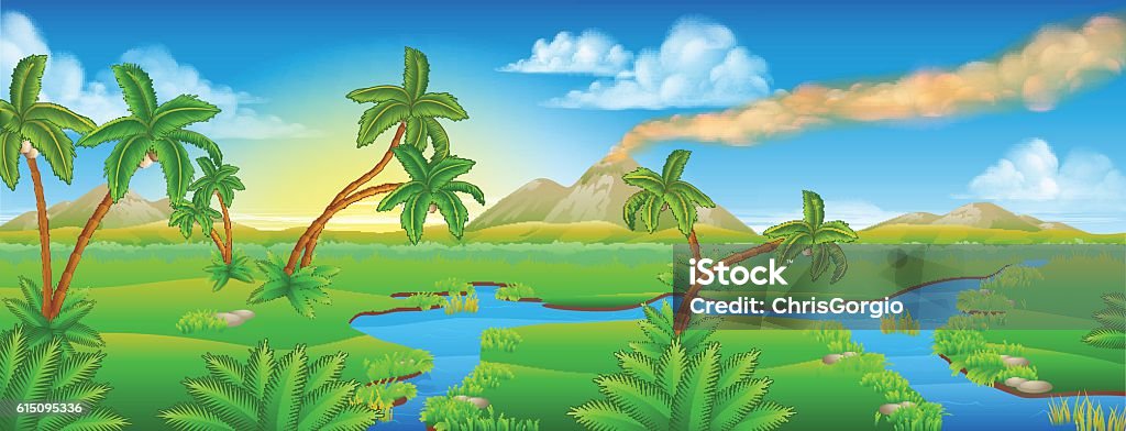 Ilustración de Paisaje De Escena De Fondo Prehistórico De Dibujos Animados  y más Vectores Libres de Derechos de Fondos - iStock