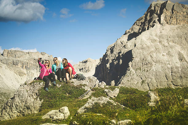 istock Adventures on the mountain: women together 615095610