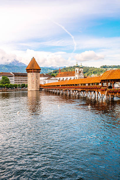 istock Old bridge in Lucerne city in Switzerland 615095668