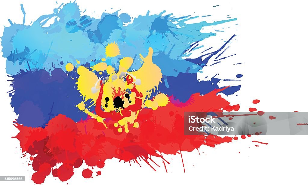 Drapeau De La République Populaire De Lougansk Avec Armoiries Vecteurs