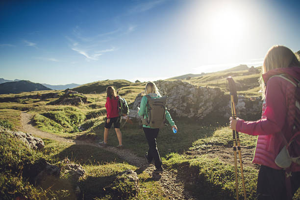 istock Adventures on the mountain: women together 615098122