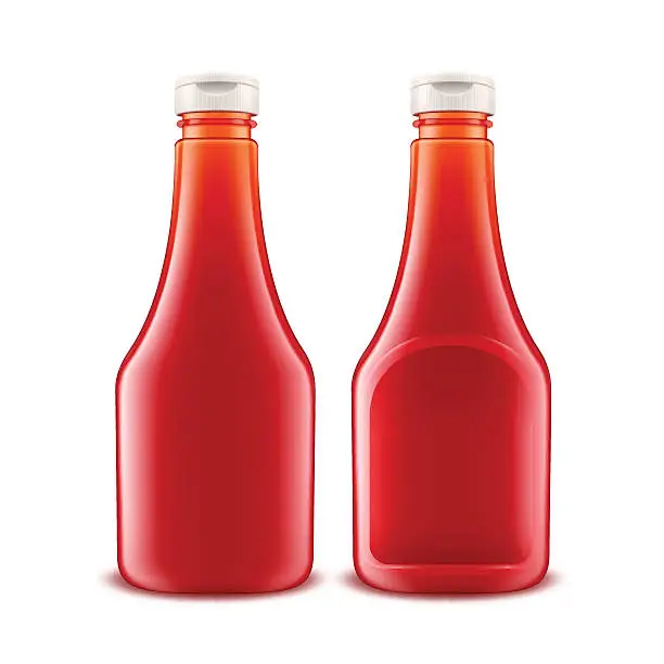 Vector illustration of Set of Blank Glass Plastic Red Tomato Ketchup Bottle