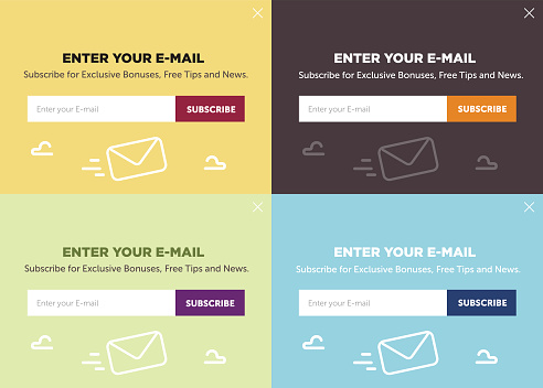 Subscription Mail Design Of The Website Form For Email Subscribevector Set Stok Vektör ...