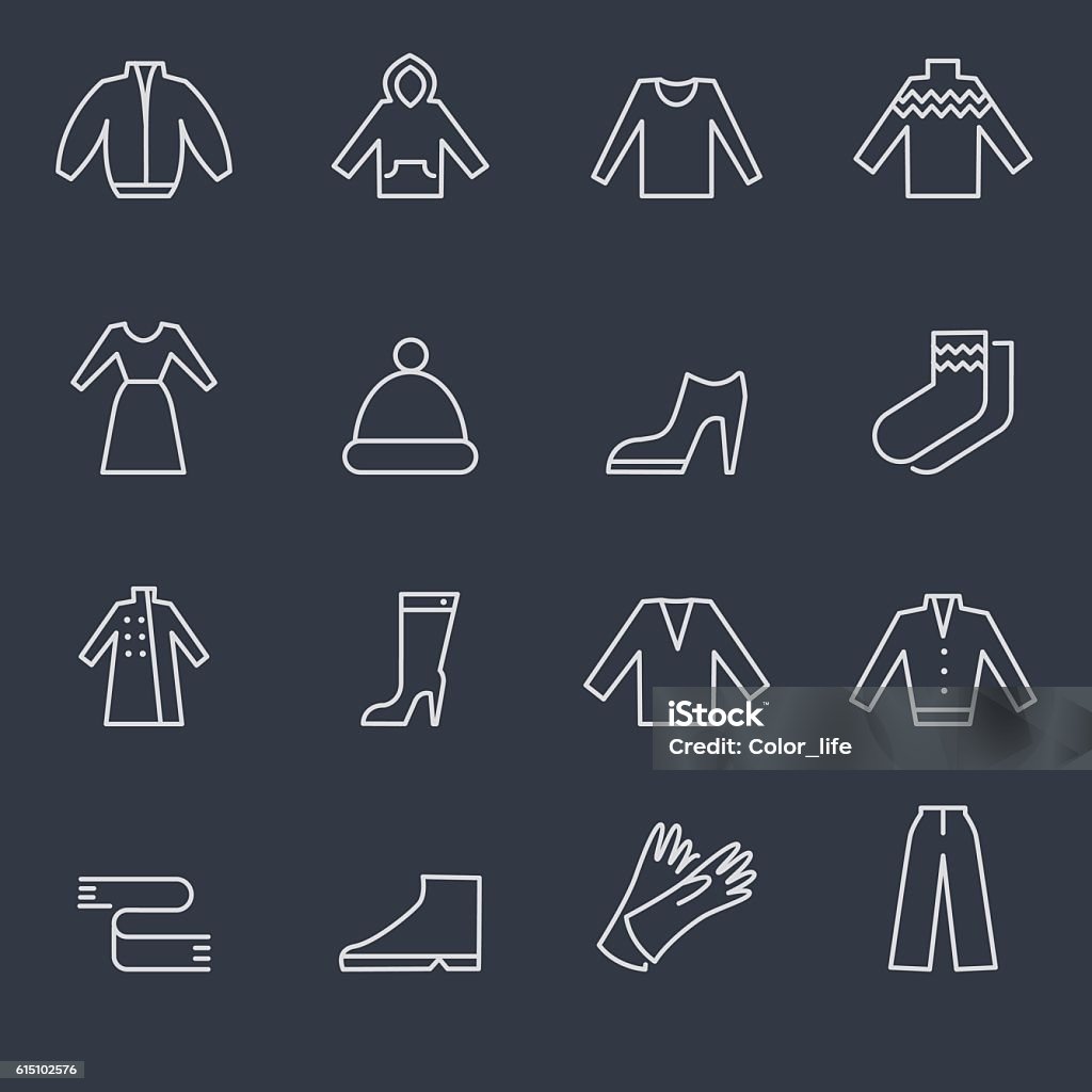 Iconos de ropa - arte vectorial de A la moda libre de derechos