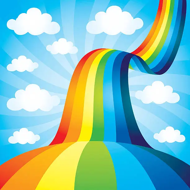 Vector illustration of Beautiful rainbow in the sky.