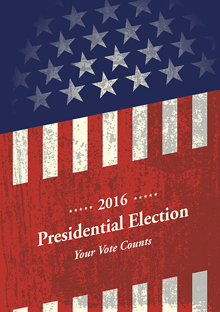 istock USA Election Vote Button and stars and stripes background 615105578