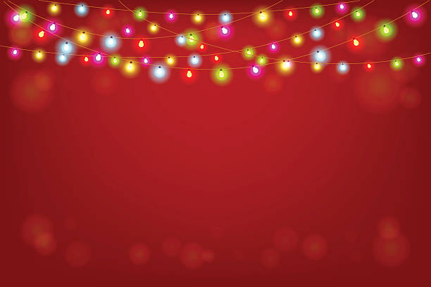 ilustraciones, imágenes clip art, dibujos animados e iconos de stock de feliz navidad ilustración vectorial con espacio de copia - holiday lights