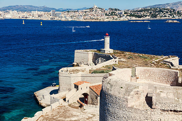 Lighthouse on If island in Marseille Lighthouse on If island in Marseille. Marseille, Provence-Alpes-Cote d'Azur, France. frioul archipelago stock pictures, royalty-free photos & images