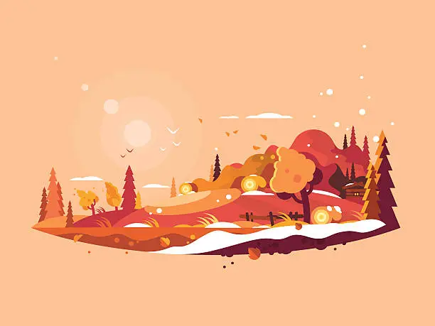 Vector illustration of Landscape autumn vector