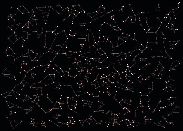 Constellations The locations of the 82 constellations in the sky and their names andromeda galaxy stock illustrations