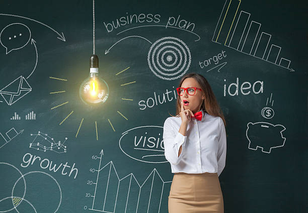 istock Businesswoman with bright idea. 615108022