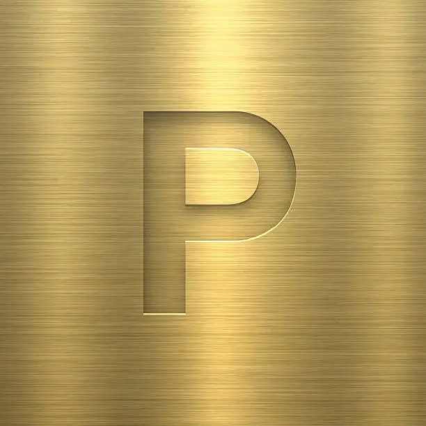 Vector illustration of Alphabet P Design - Letter on Gold Metal Texture