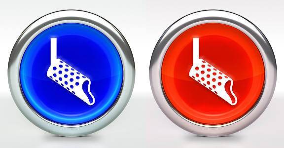Filter Icon on Button with Metallic Rim. The icon comes in two versions blue and red and has a shiny metallic rim. The buttons have a slight shadow and are on a white background. The modern look of the buttons is very clean and will work perfectly for websites and mobile aps.