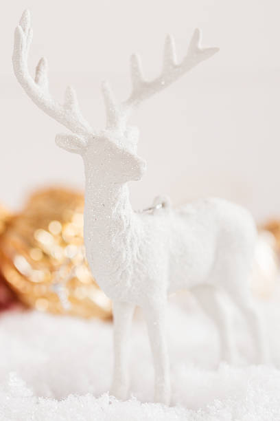 istock Closeup white christmas deer decoration 615110330