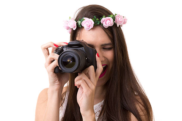 istock Pretty woman taking photos 615111932