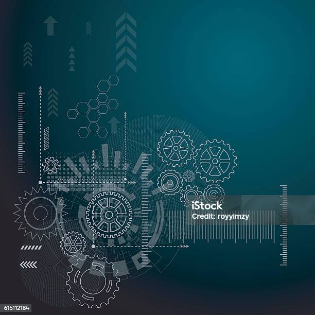 Abstrakte Technologiehintergrund Stock Vektor Art und mehr Bilder von Maschinenteil - Ausrüstung und Geräte - Maschinenteil - Ausrüstung und Geräte, Technische Zeichnung, Abstrakt