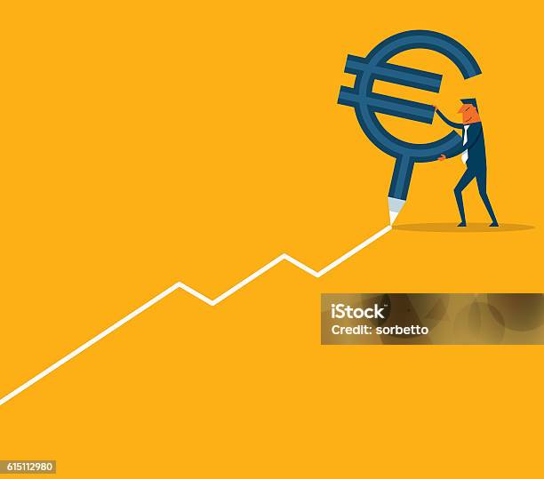 Business Chart With Euro Symbol Stock Illustration - Download Image Now - European Union Currency, Euro Symbol, Inflation - Economics