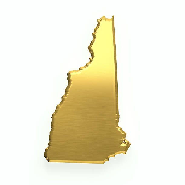 New Hampshire Golden Map. 3D Render Illustration