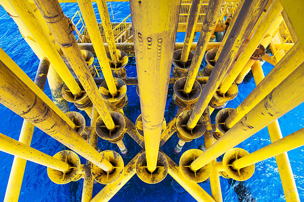 istock Oil and Gas Producing Slots at Offshore Platform. 615116038