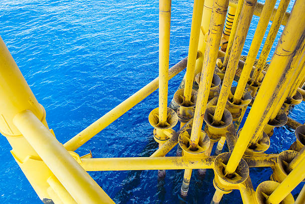 istock Oil and Gas Producing Slots at Offshore Platform. 615116862