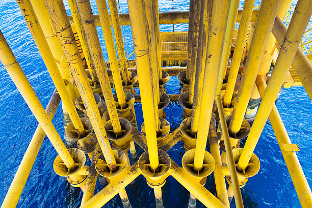 istock Oil and Gas Producing Slots at Offshore Platform. 615117148