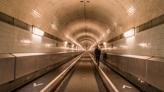 Historical Elbe Tunnel in Hamburg