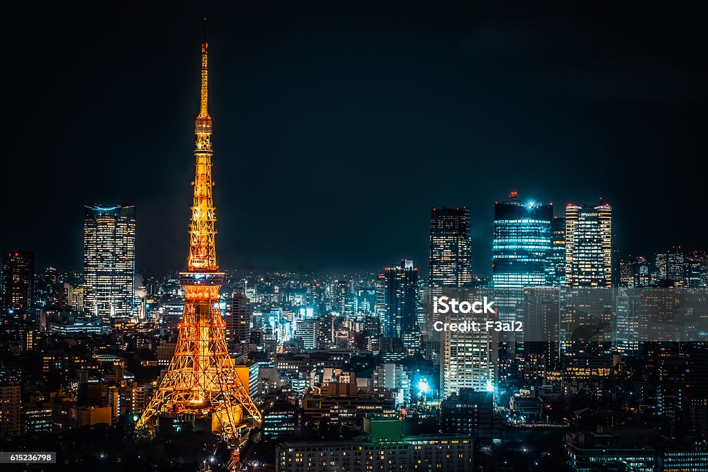 Tokyo tower .Night view of Tokyo metropolitan city Tokyo - Japan Stock Photo
