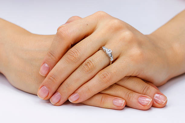 istock Close up of female hands with ring 615242514