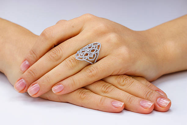 istock Close up of female hands with ring 615242930