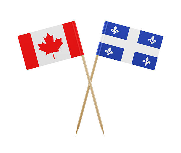 Tiny Canadian and Quebec Flag on a Toothpick