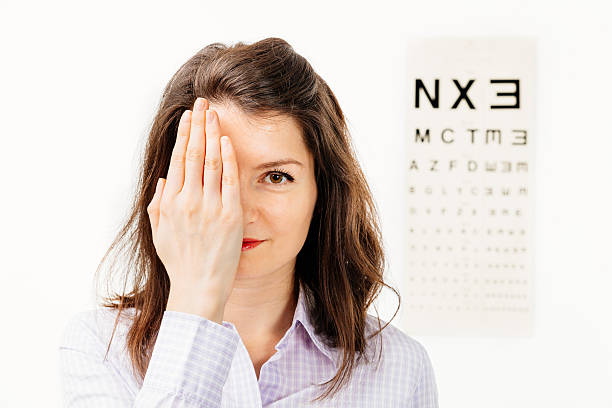 istock Woman in optometrist room 615246180
