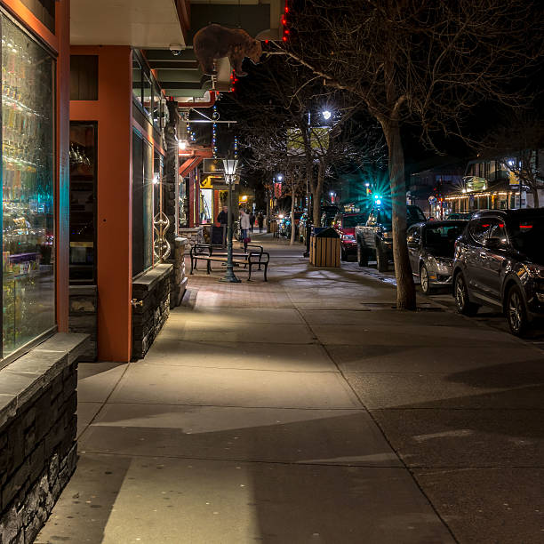 istock Main Street at Night, Canmore Canada 615249112