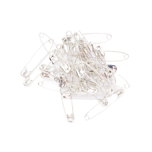 istock Pile of safety pins isolated on white background 615250478