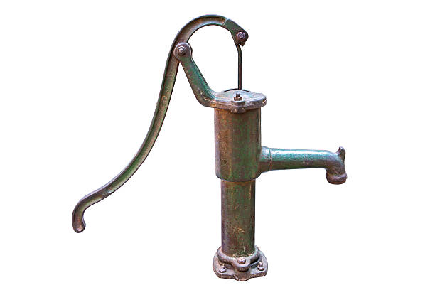 istock Old rusted water pump isolated on a white background. 615251086