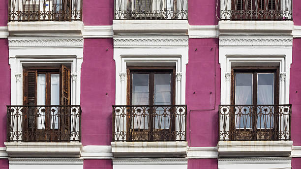 closeup of a typical spanish old building stock photo
