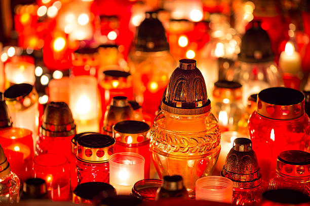 istock Candles Burning At a Cemetery. 615253278