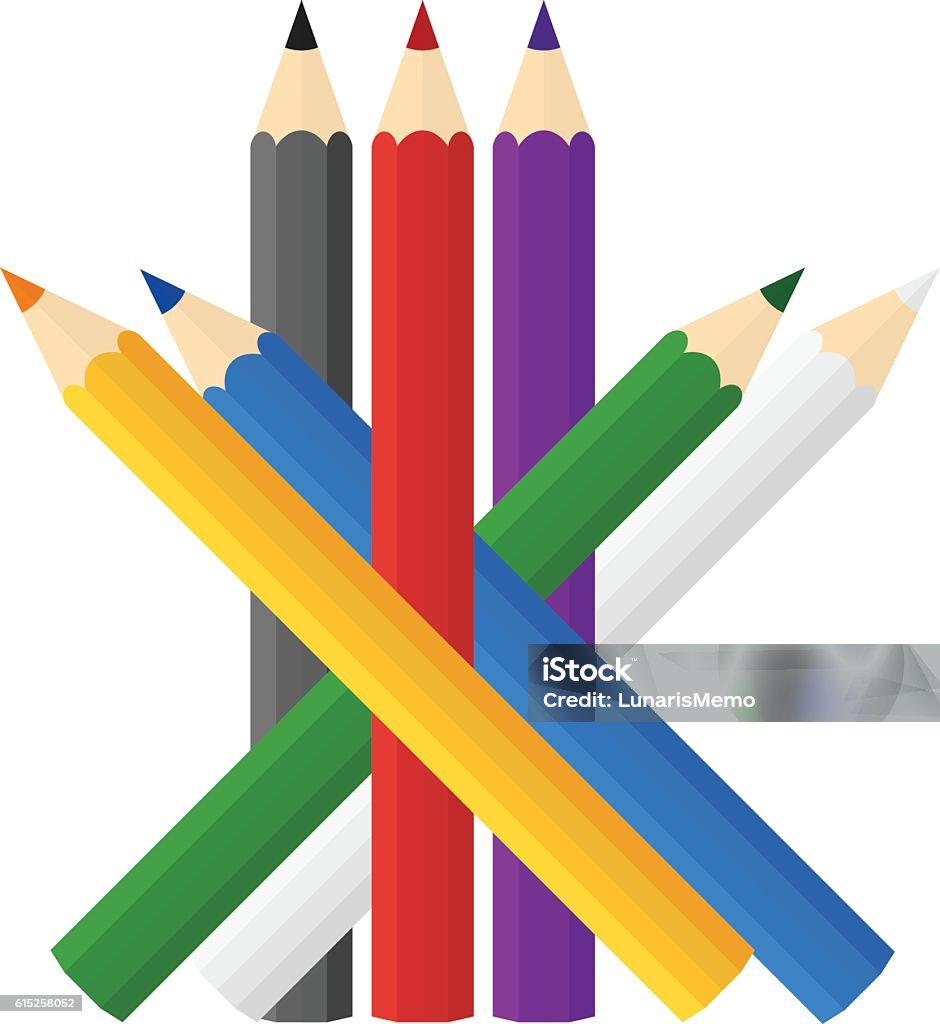 Sort Color Pencils Color Wooden Pencils Concept By Sort Random Pattern Stock Illustration ...