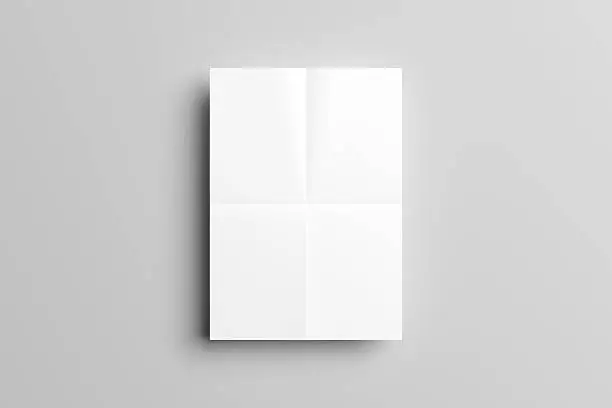 3D Illustration of folded Poster Mock-up.