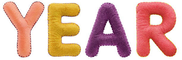 istock Year word from multi-colored letters isolated on white background 615262456