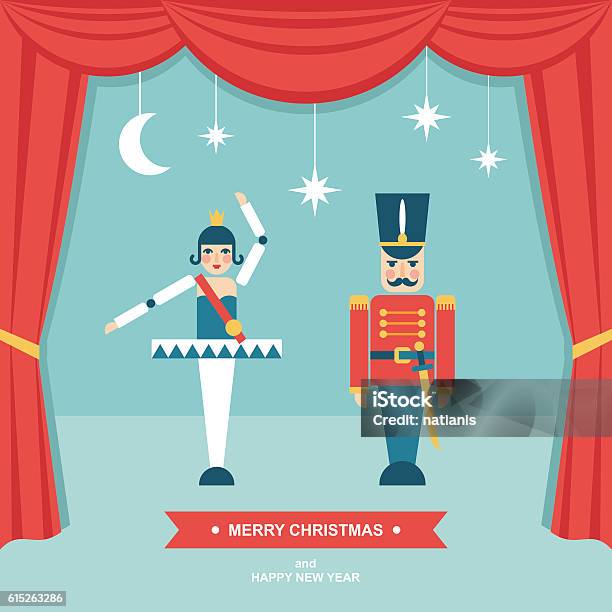 Nutcracker Christmas Scene Flat Vector Illustration Stock Illustration - Download Image Now