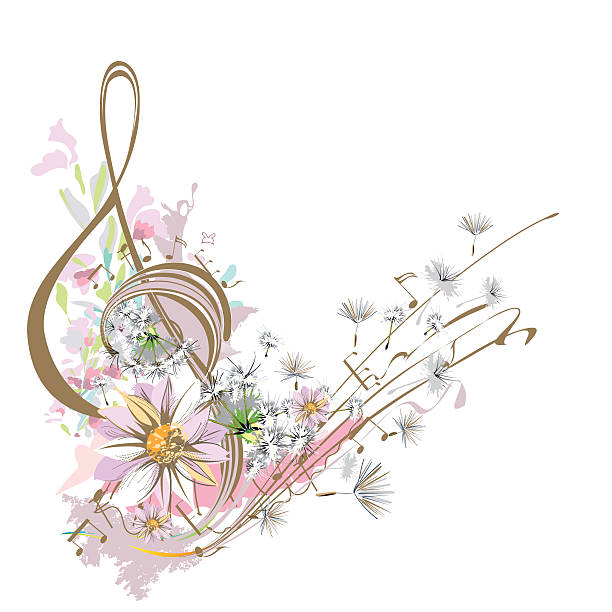 가벼운 음악. - butterfly single flower vector illustration and painting stock illustrations