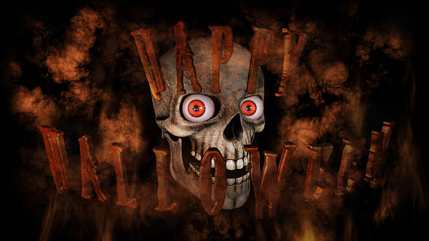 istock Human Skull With Eyes And Scary, Evil Look 3D Rendering 615264014