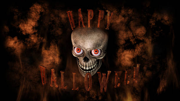 istock Human Skull With Eyes And Scary, Evil Look 3D Rendering 615264162