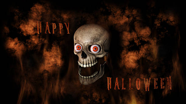 istock Human Skull With Eyes And Scary, Evil Look 3D Rendering 615264290