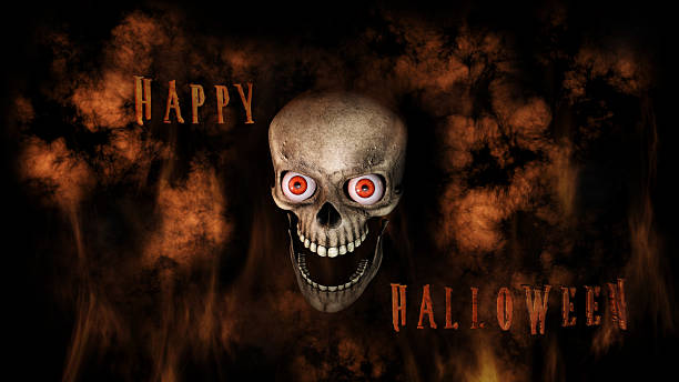 istock Human Skull With Eyes And Scary, Evil Look 3D Rendering 615264388