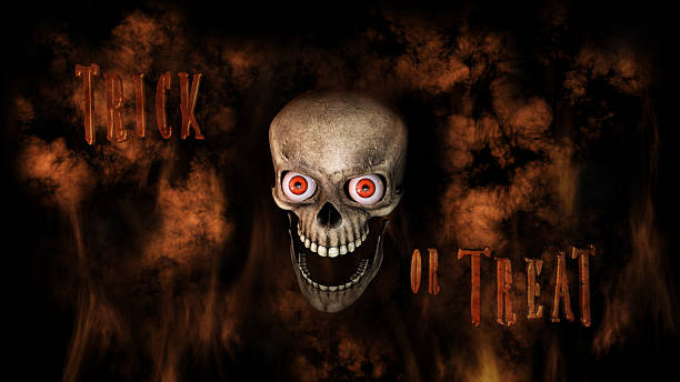 istock Human Skull With Eyes And Scary, Evil Look 3D Rendering 615264474