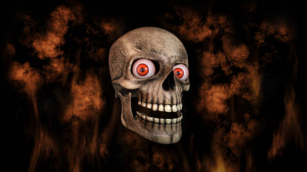 istock Human Skull With Eyes And Scary, Evil Look 3D Rendering 615264632
