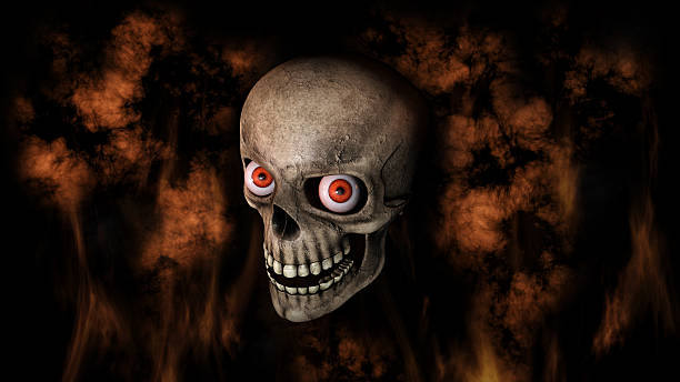 istock Human Skull With Eyes And Scary, Evil Look 3D Rendering 615264710